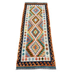 198 x 79 cm Hand-Woven Afghan Kilim Runner Rug – Wool Flatweave