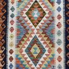 198 x 79 cm Hand-Woven Afghan Kilim Runner Rug – Wool Flatweave