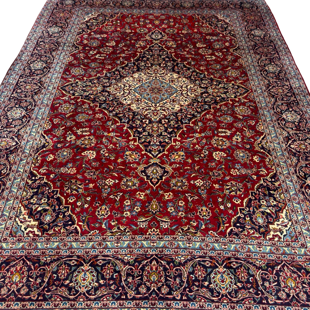 383 x 277 cm Hand Knotted Persian Kashan Red – Wool Rug