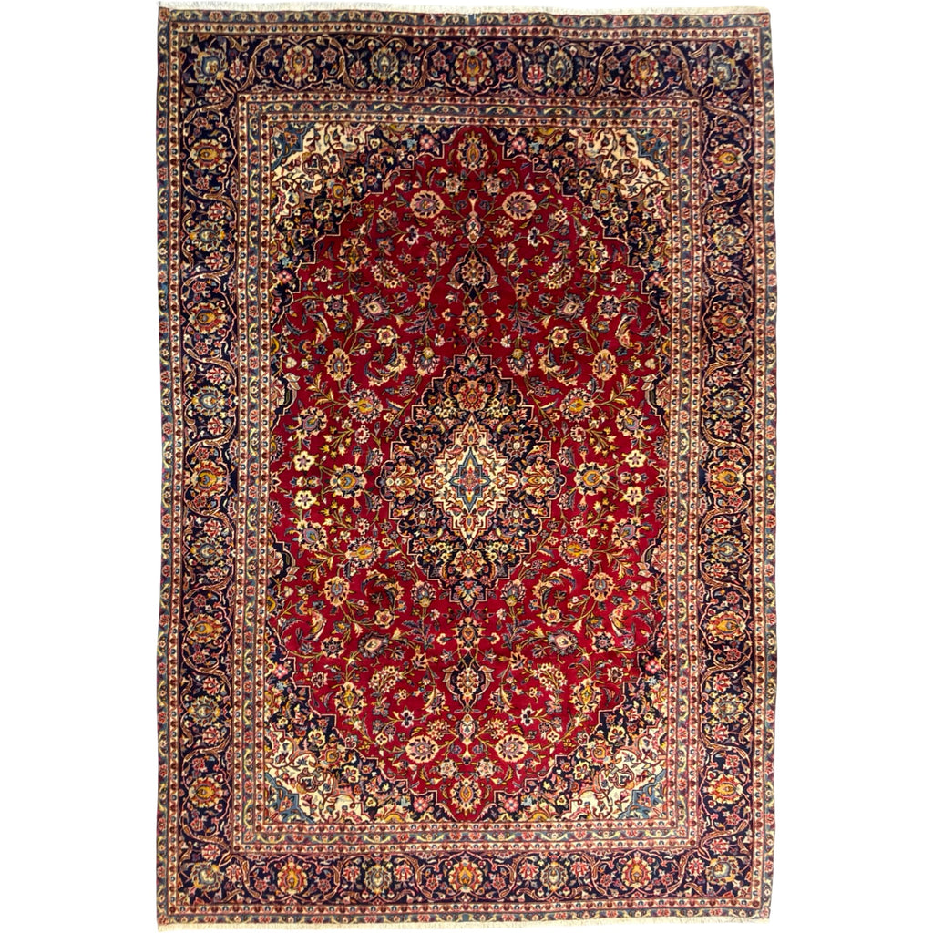 360 x 235 cm Hand Knotted Floral Persian Kashan Red – Wool Rug