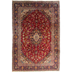 360 x 235 cm Hand Knotted Floral Persian Kashan Red – Wool Rug
