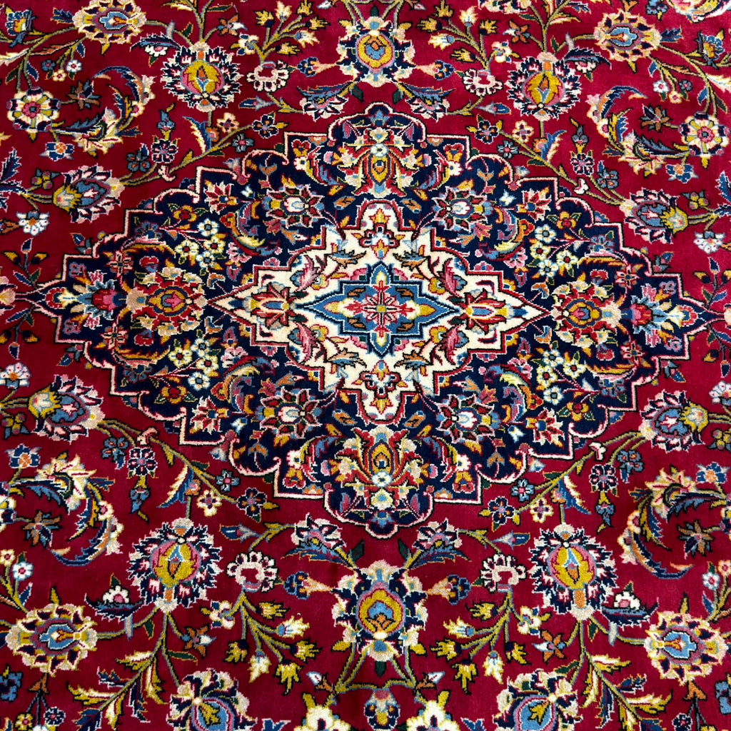 360 x 235 cm Hand Knotted Floral Persian Kashan Red – Wool Rug