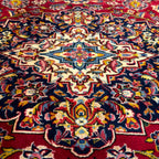 360 x 235 cm Hand Knotted Floral Persian Kashan Red – Wool Rug