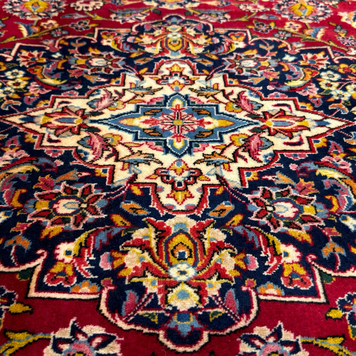 360 x 235 cm Hand Knotted Floral Persian Kashan Red – Wool Rug