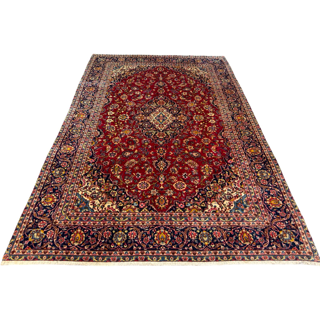 360 x 235 cm Hand Knotted Floral Persian Kashan Red – Wool Rug