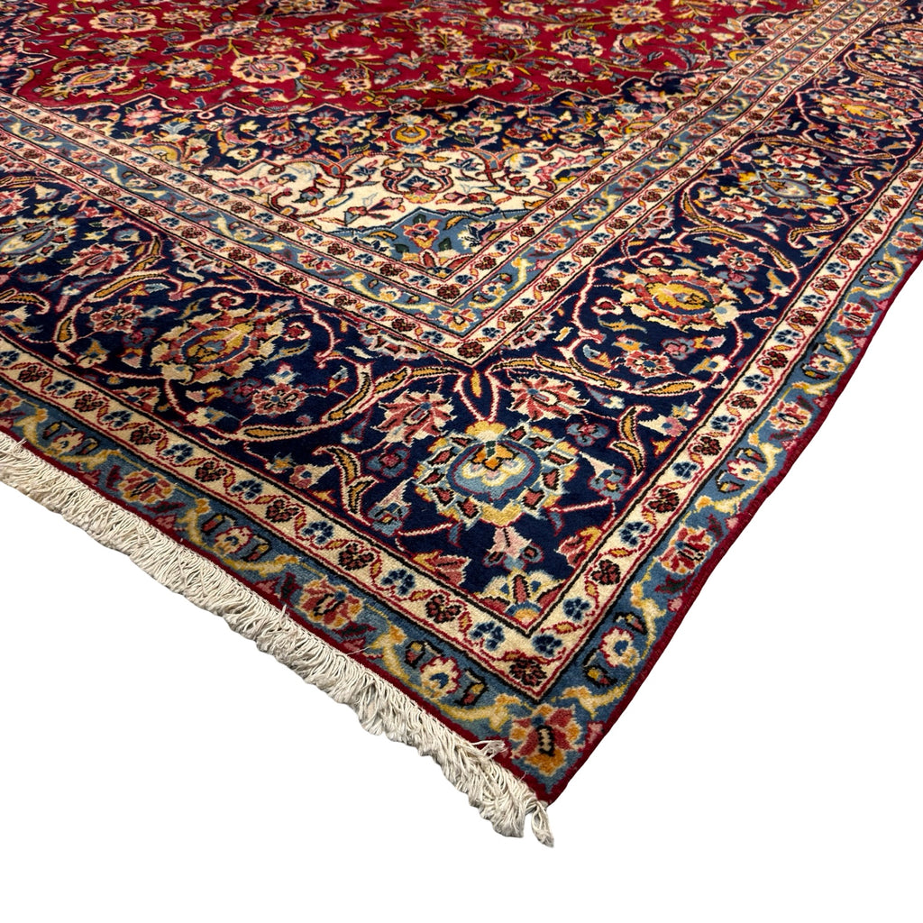 360 x 235 cm Hand Knotted Floral Persian Kashan Red – Wool Rug