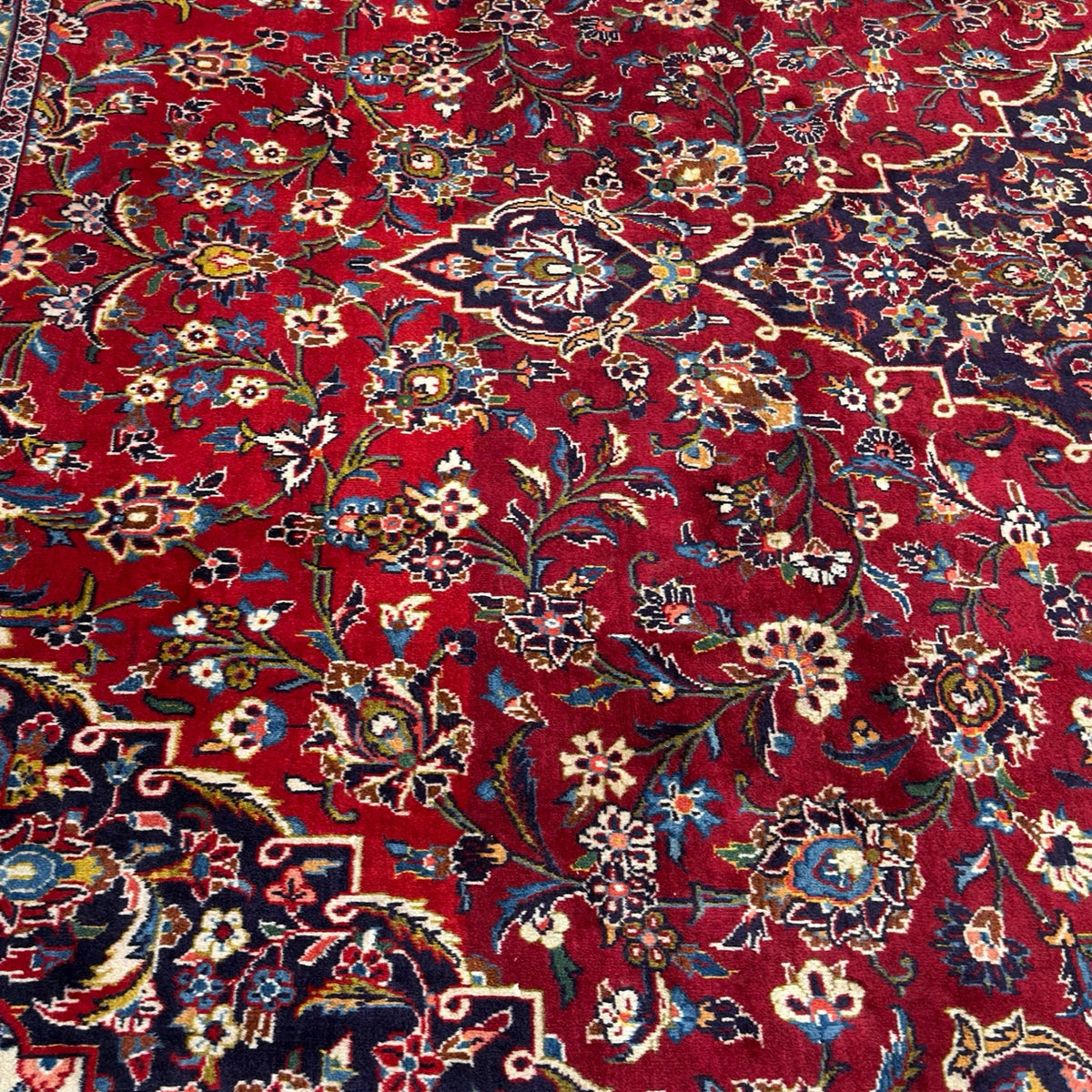 383 x 277 cm Hand Knotted Persian Kashan Red – Wool Rug