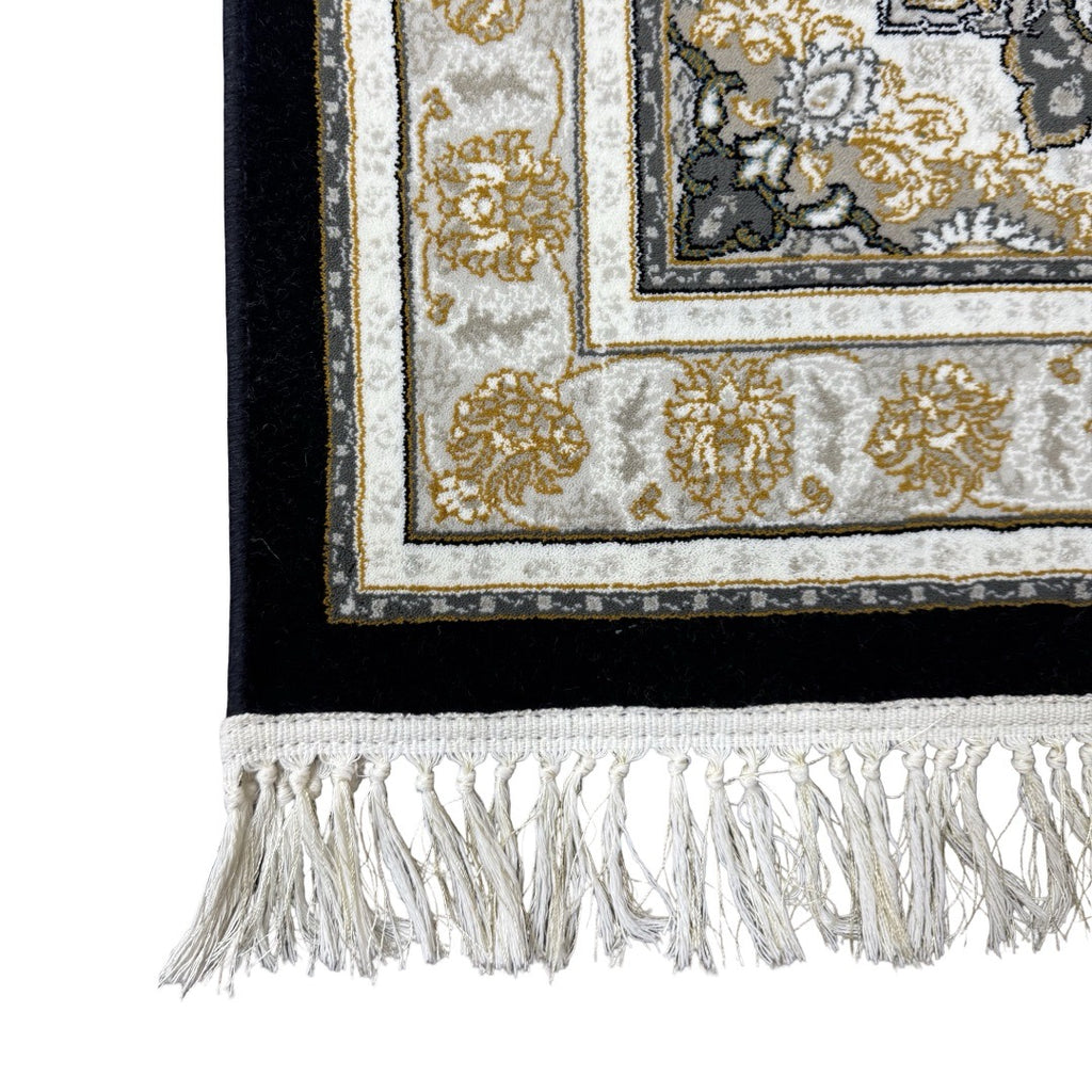 Grey and gold Persian rug detail
