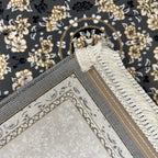 Ivory and charcoal Persian rug detail