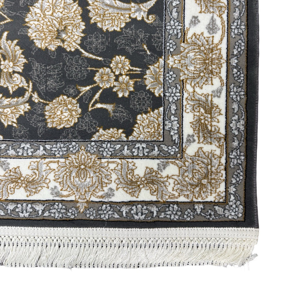 Regal bloom grey and ivory rug detail