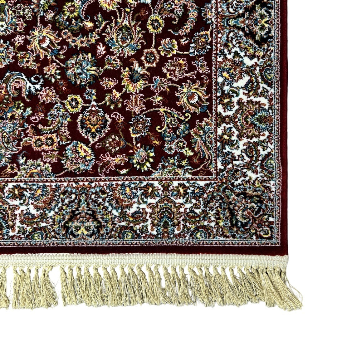 Deep red garden heritage rug detail