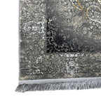 Vintage grey floral medallion rug detail