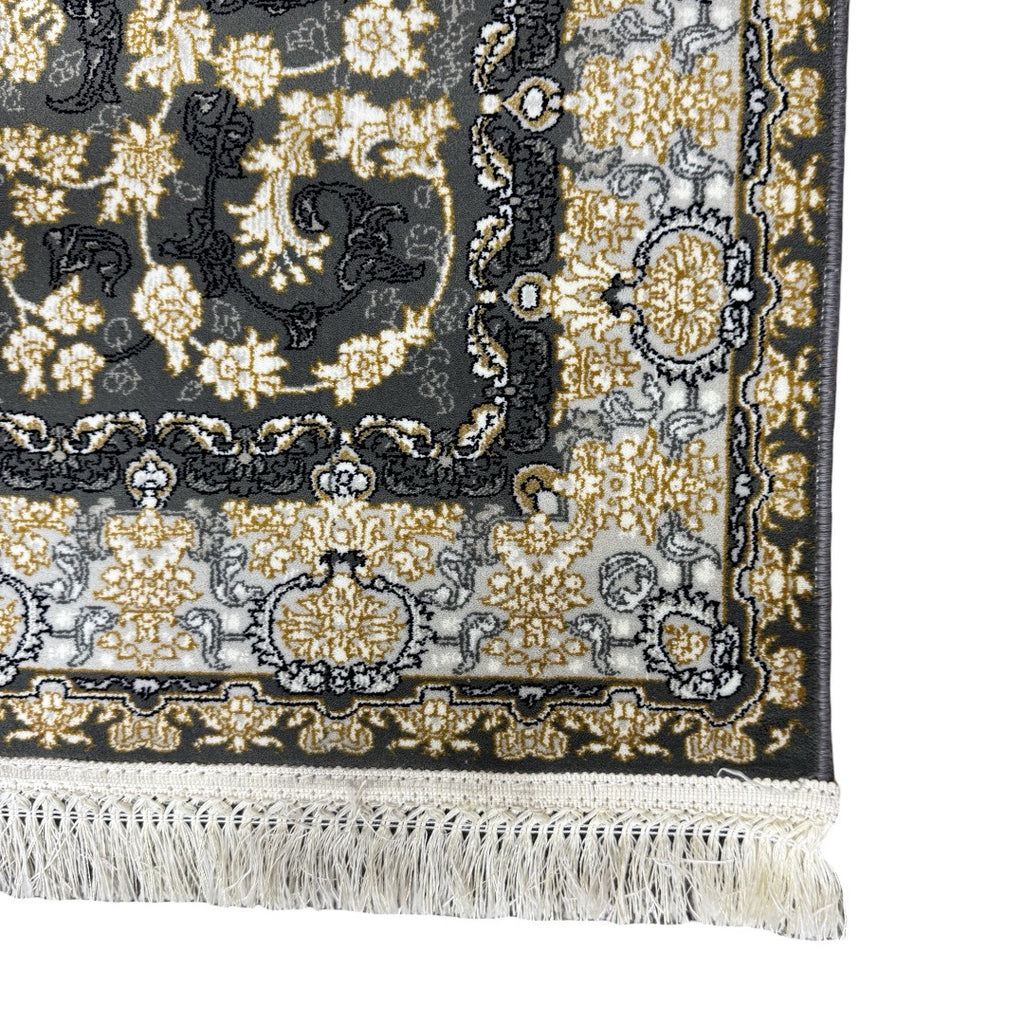 Ivory and grey Persian rug detail