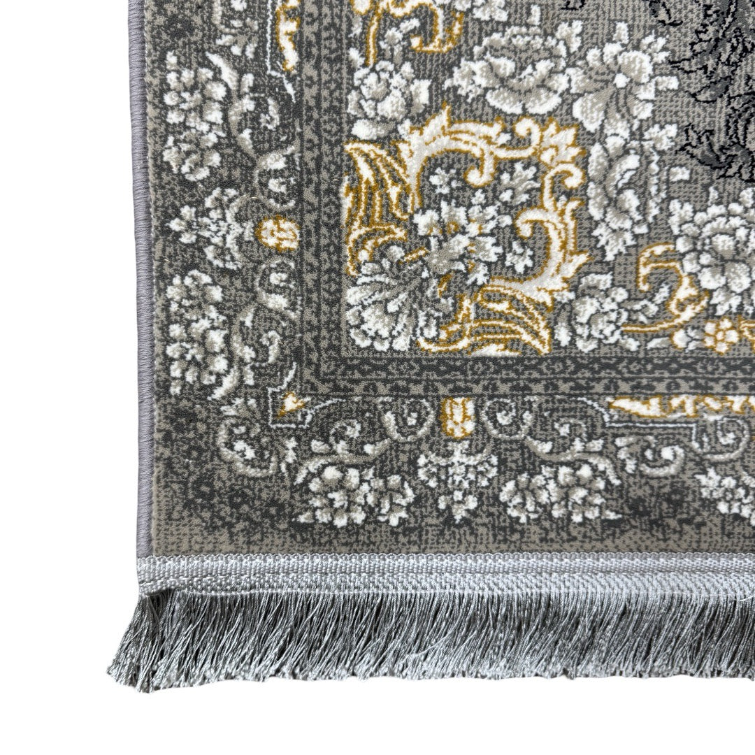 Grey Persian floral rug detail