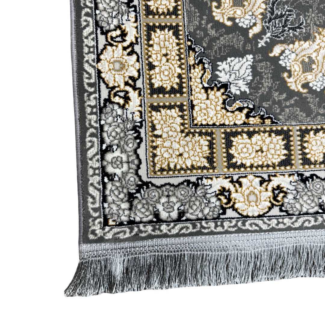 Gold and grey medallion rug detail