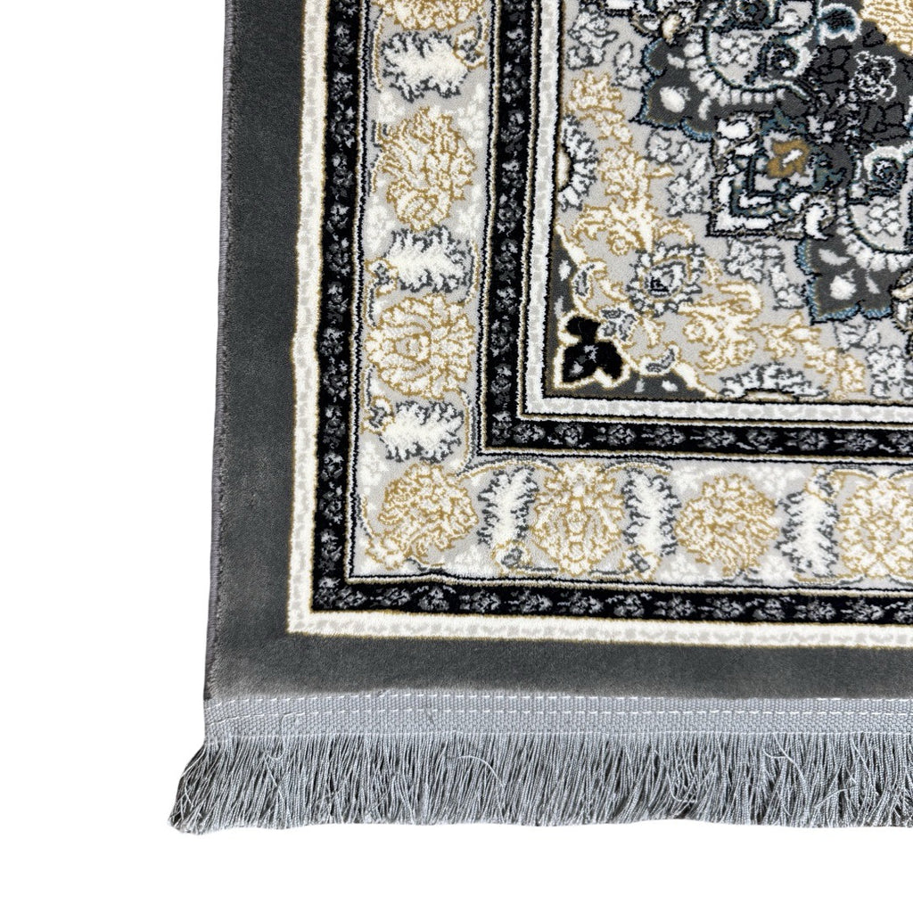 Grey and ivory Persian rug detail