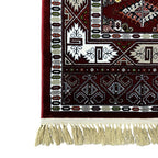 Burgundy Bokhara rug detail
