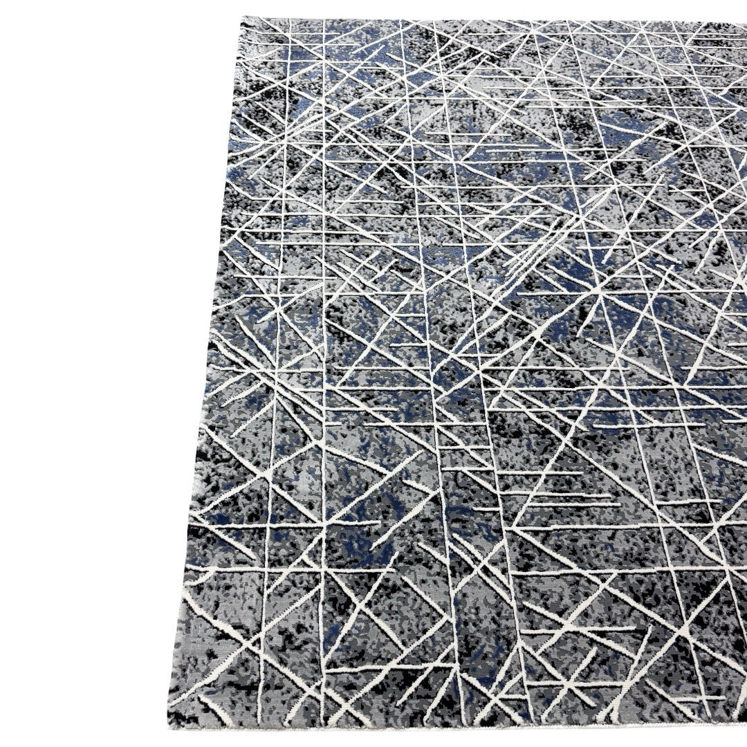 230 x 160 cm Silver Blueprint Crossline Designer Rug