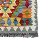 273 x 78 cm Hand-Woven Afghan Kilim Runner Rug – Wool Flatweave