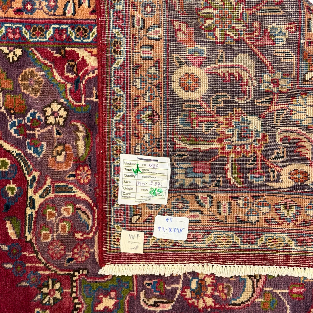 400 x 290 cm Large Vintage Persian Mashad Hand-Knotted Wool Rug