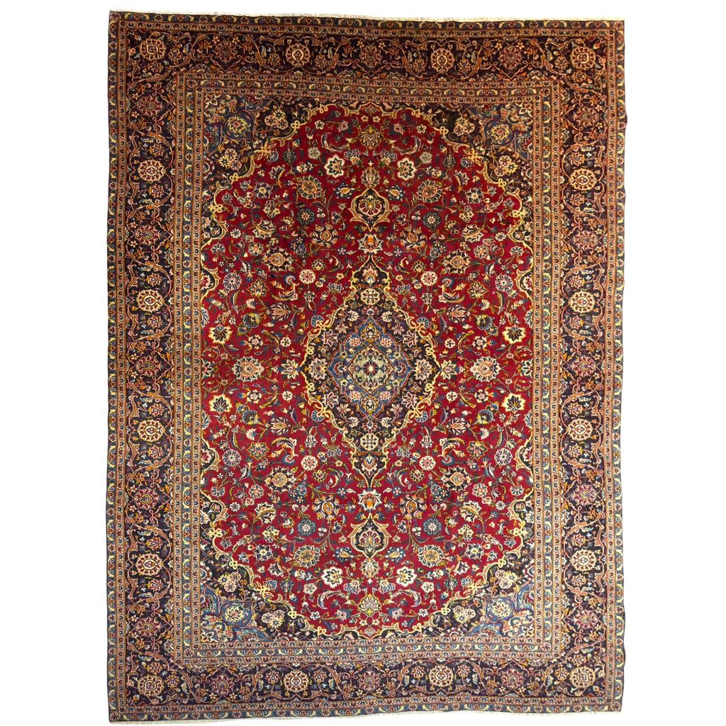426 x 290 cm Red/Gold Persian Kashan Hand-Knotted – Wool Rug