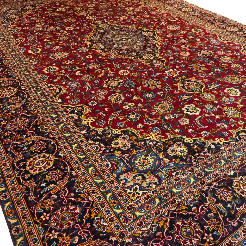 426 x 290 cm Red/Gold Persian Kashan Hand-Knotted – Wool Rug