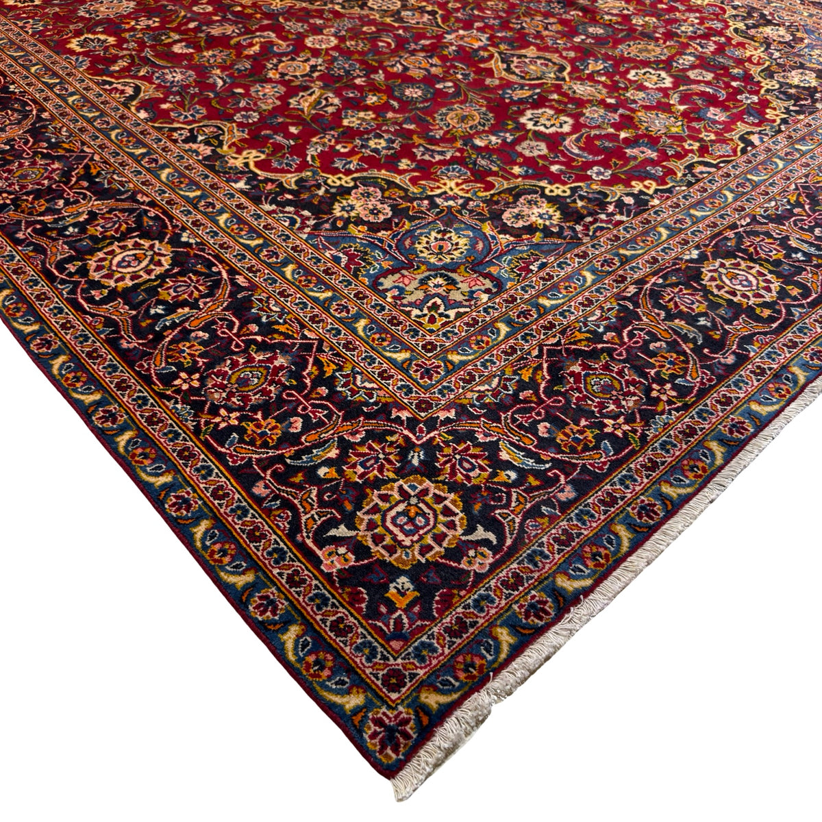 426 x 290 cm Red/Gold Persian Kashan Hand-Knotted – Wool Rug