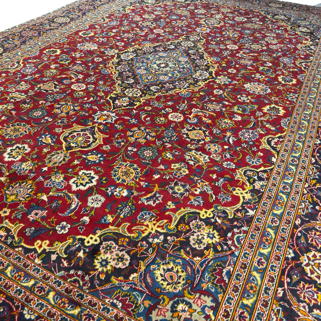 426 x 290 cm Red/Gold Persian Kashan Hand-Knotted – Wool Rug