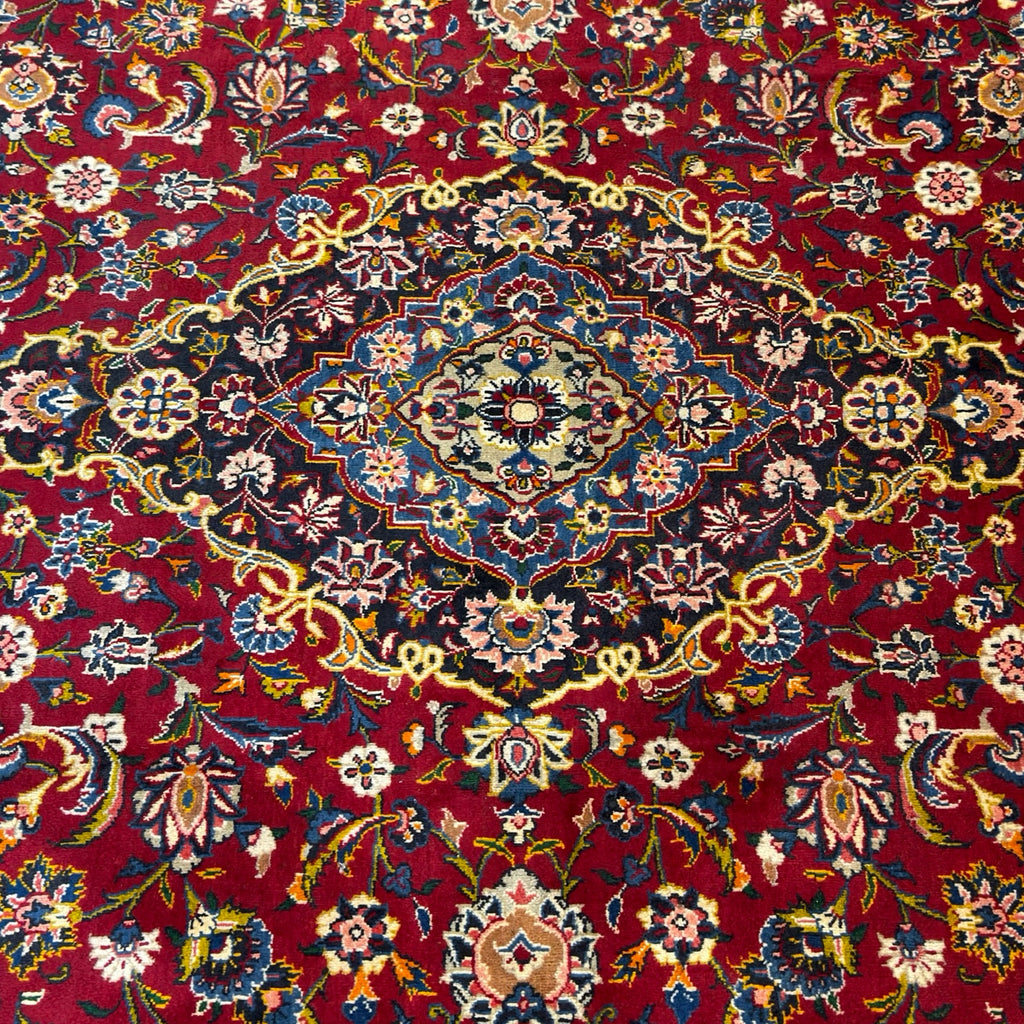 426 x 290 cm Red/Gold Persian Kashan Hand-Knotted – Wool Rug