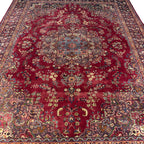 400 x 290 cm Large Vintage Persian Mashad Hand-Knotted Wool Rug
