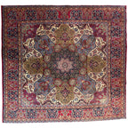 295 x 297 cm Rare Square Persian Perspolis Kashmar Hand-Knotted Wool Rug