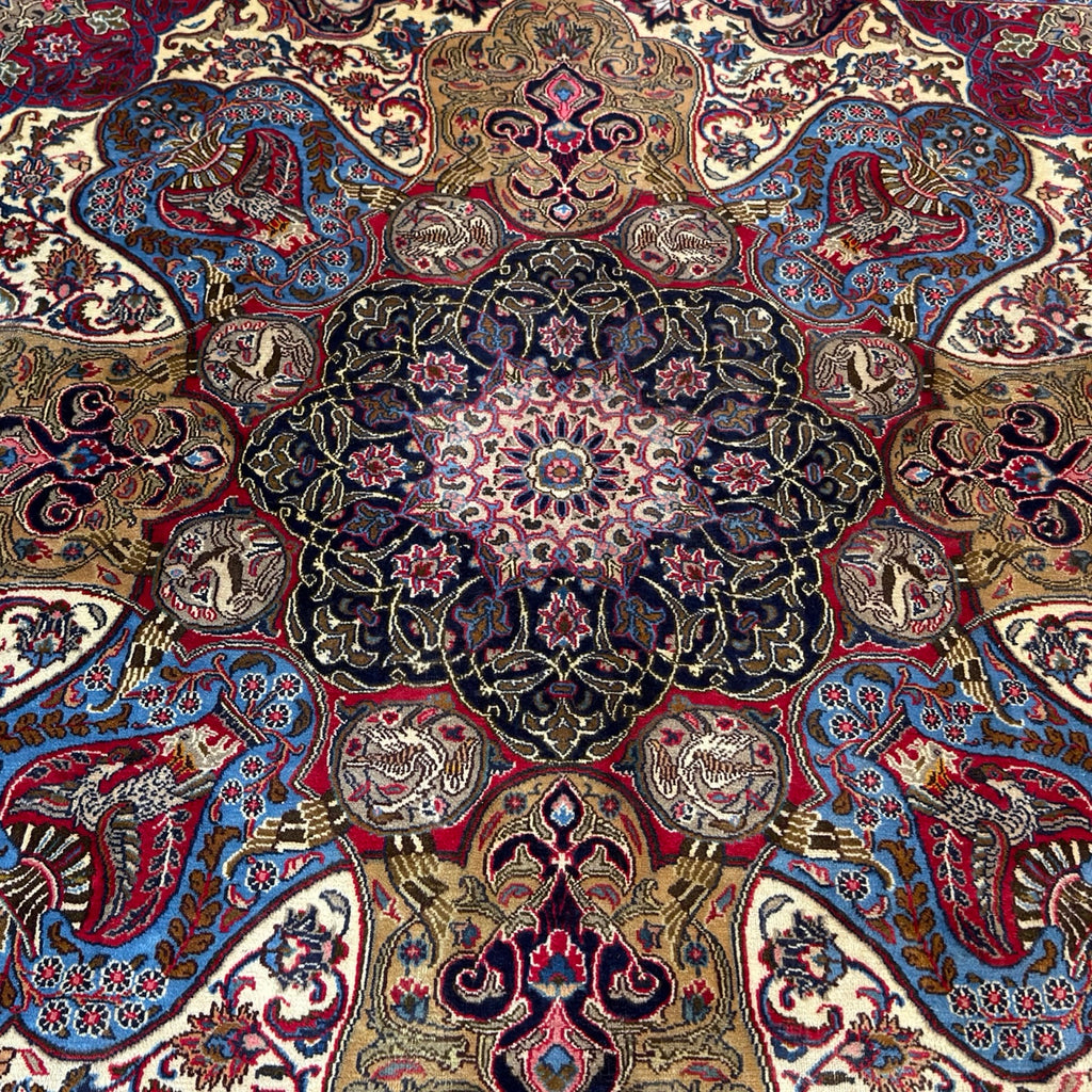 295 x 297 cm Rare Square Persian Perspolis Kashmar Hand-Knotted Wool Rug