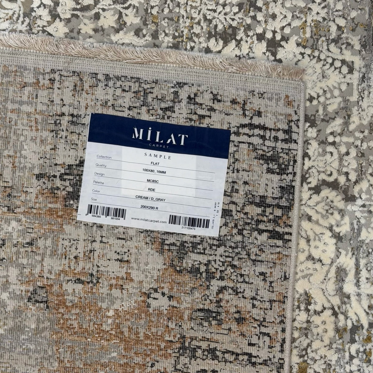 290 x 200 cm Milat Modern Distressed Viscose & Acrylic Rug – Cream/Grey