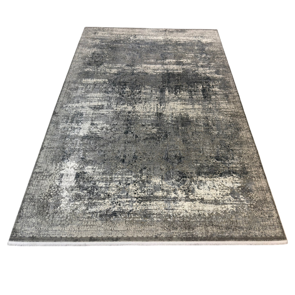290 x 200 cm Milat Aspendos Modern Distressed Rug – Grey & Anthracite