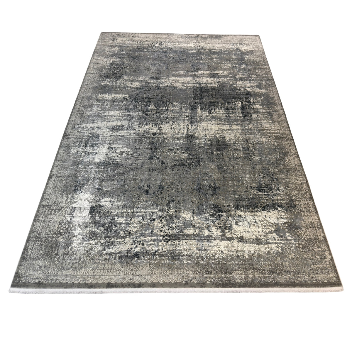 290 x 200 cm Milat Aspendos Modern Distressed Rug – Grey & Anthracite
