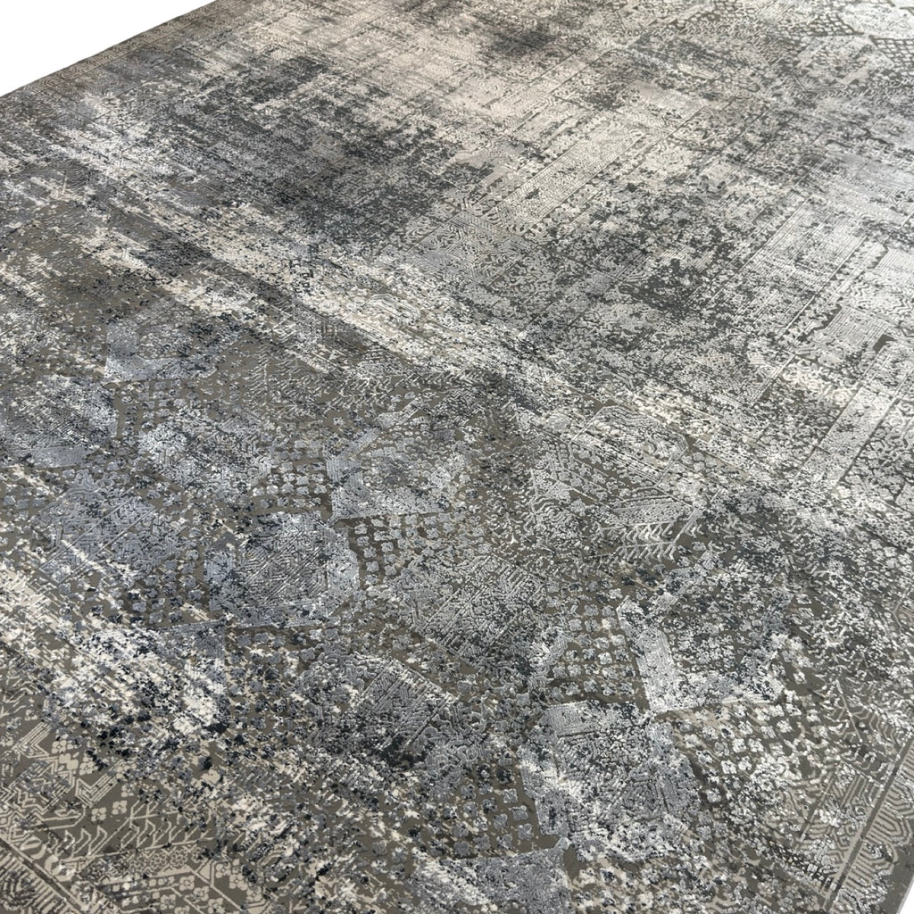 290 x 200 cm Milat Aspendos Modern Distressed Rug – Grey & Anthracite