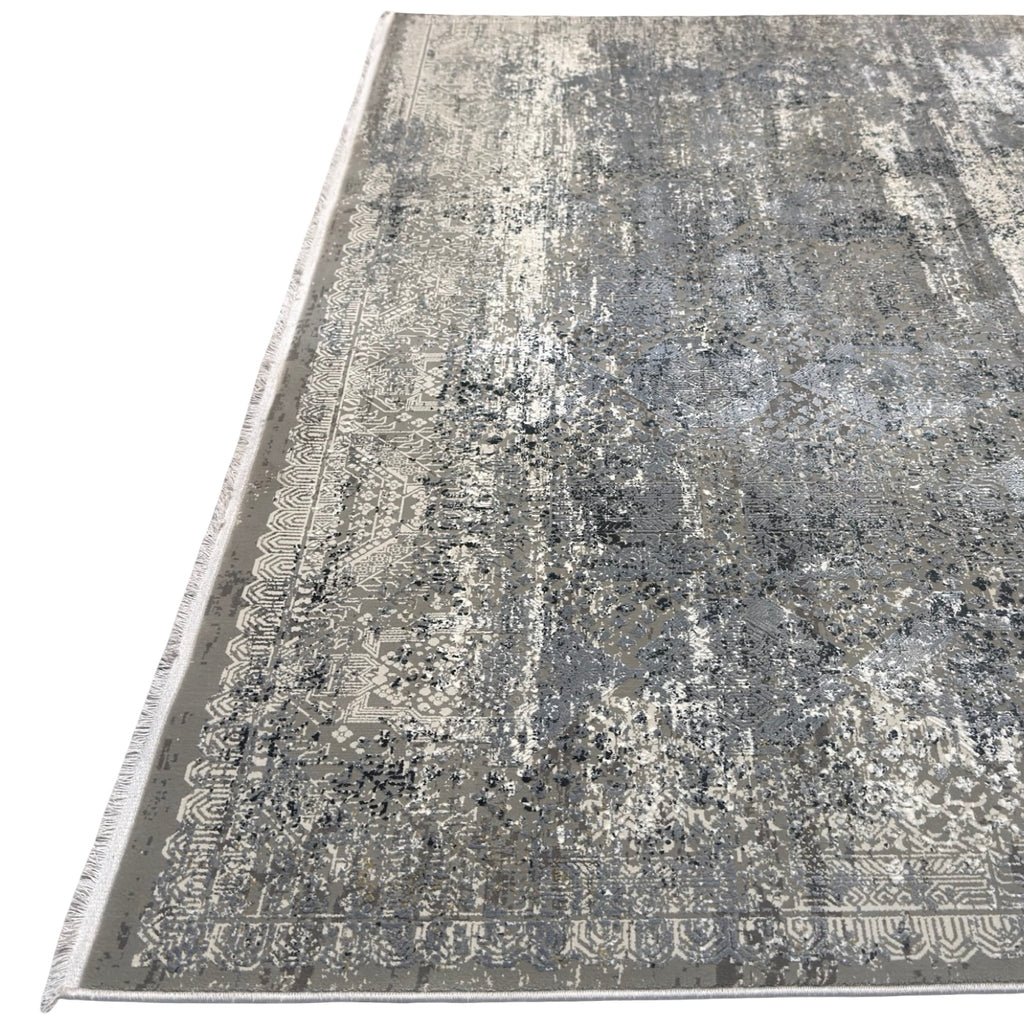 290 x 200 cm Milat Aspendos Modern Distressed Rug – Grey & Anthracite