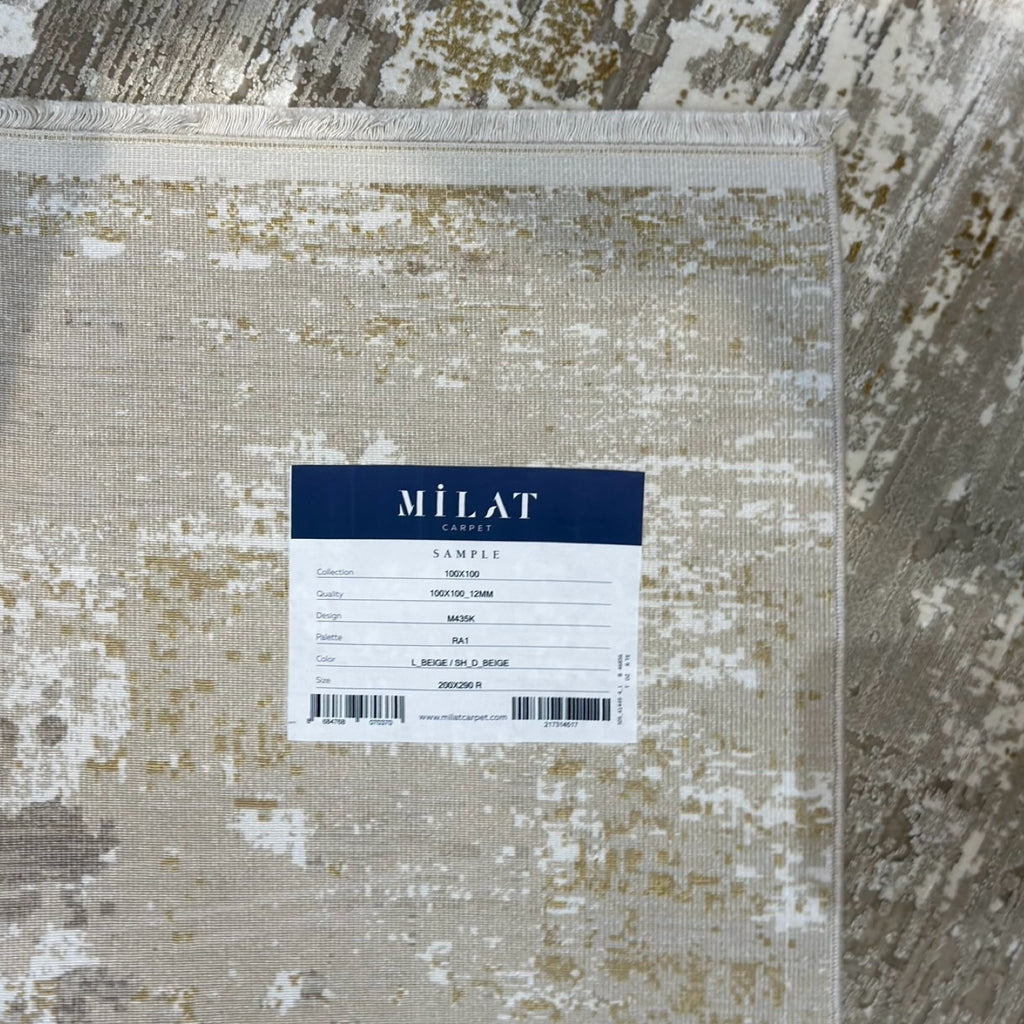 290 x 200 cm Milat Modern Abstract Viscose & Acrylic Rug – Beige