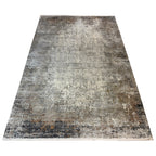 290 x 200 cm Milat Modern Distressed Viscose & Acrylic Rug – Cream/Grey