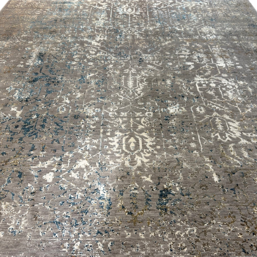 290 x 200 cm Milat Aspendos Viscose & Acrylic Rug – Ivory & Dark Blue