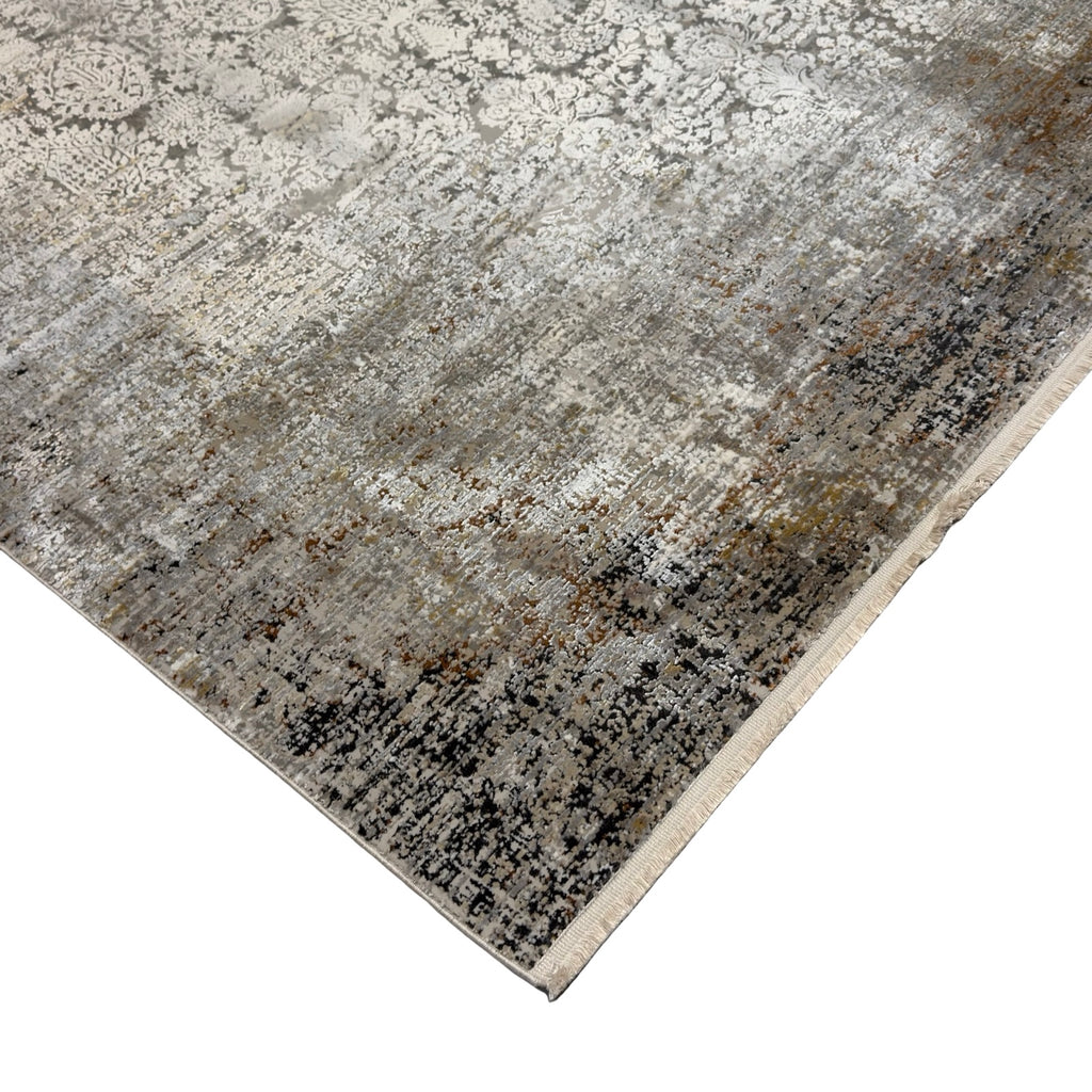 290 x 200 cm Milat Modern Distressed Viscose & Acrylic Rug – Cream/Grey