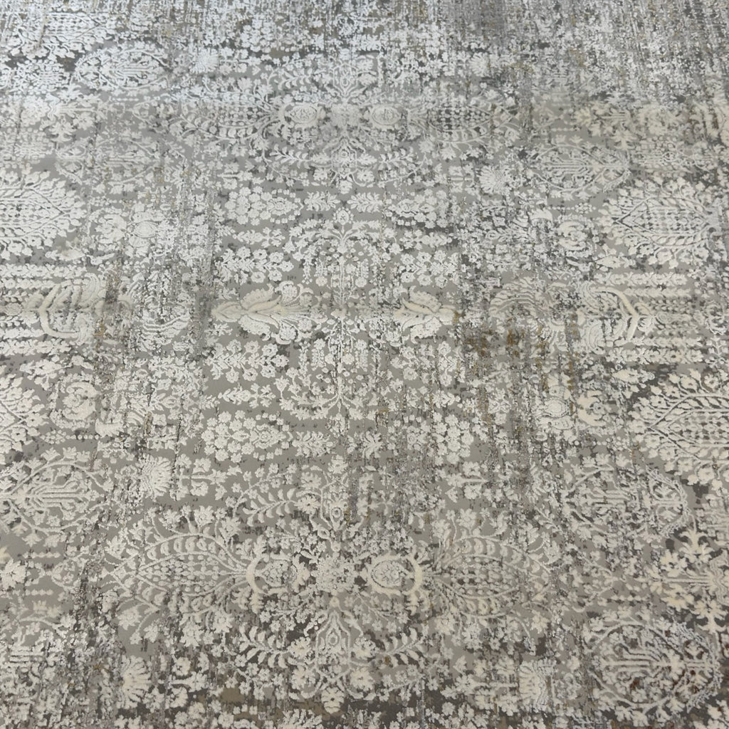 290 x 200 cm Milat Modern Distressed Viscose & Acrylic Rug – Cream/Grey