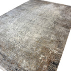 290 x 200 cm Milat Modern Distressed Viscose & Acrylic Rug – Cream/Grey