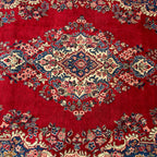 340 x 245 cm Vintage Hand-Knotted Persian Lilihan Wool Rug – Red & Navy