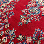340 x 245 cm Vintage Hand-Knotted Persian Lilihan Wool Rug – Red & Navy