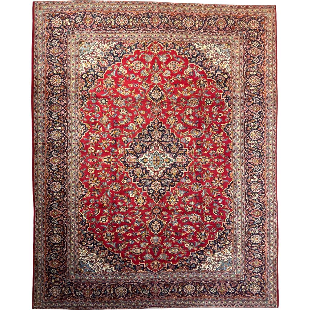 394 x 295 cm Hand Knotted Red Persian Kashan – Wool Rug