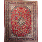 394 x 295 cm Hand Knotted Red Persian Kashan – Wool Rug