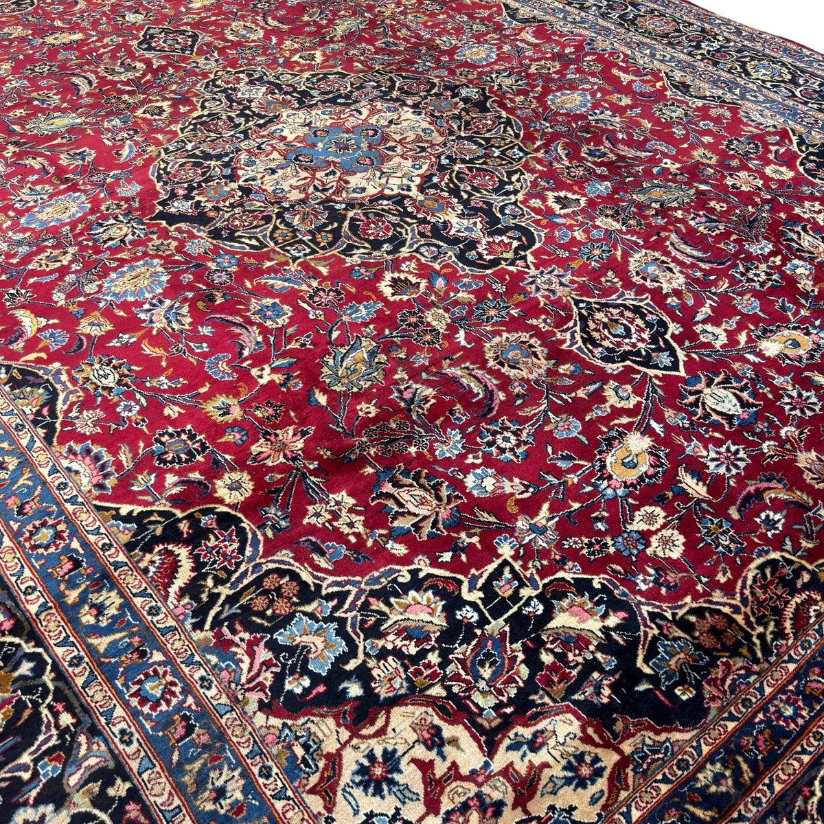 383 x 302 cm Large Size Persian Floral Mashad Hand Knotted – Wool Rug