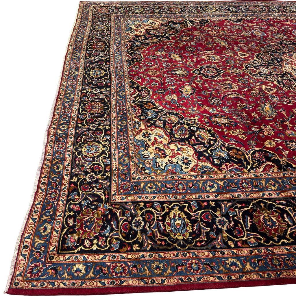 383 x 302 cm Large Size Persian Floral Mashad Hand Knotted – Wool Rug
