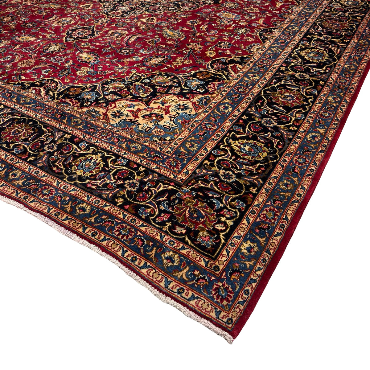 383 x 302 cm Large Size Persian Floral Mashad Hand Knotted – Wool Rug